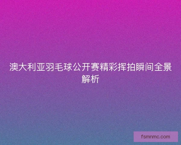 澳大利亚羽毛球公开赛精彩挥拍瞬间全景解析