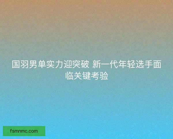 国羽男单实力迎突破 新一代年轻选手面临关键考验