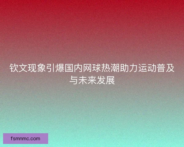 钦文现象引爆国内网球热潮助力运动普及与未来发展